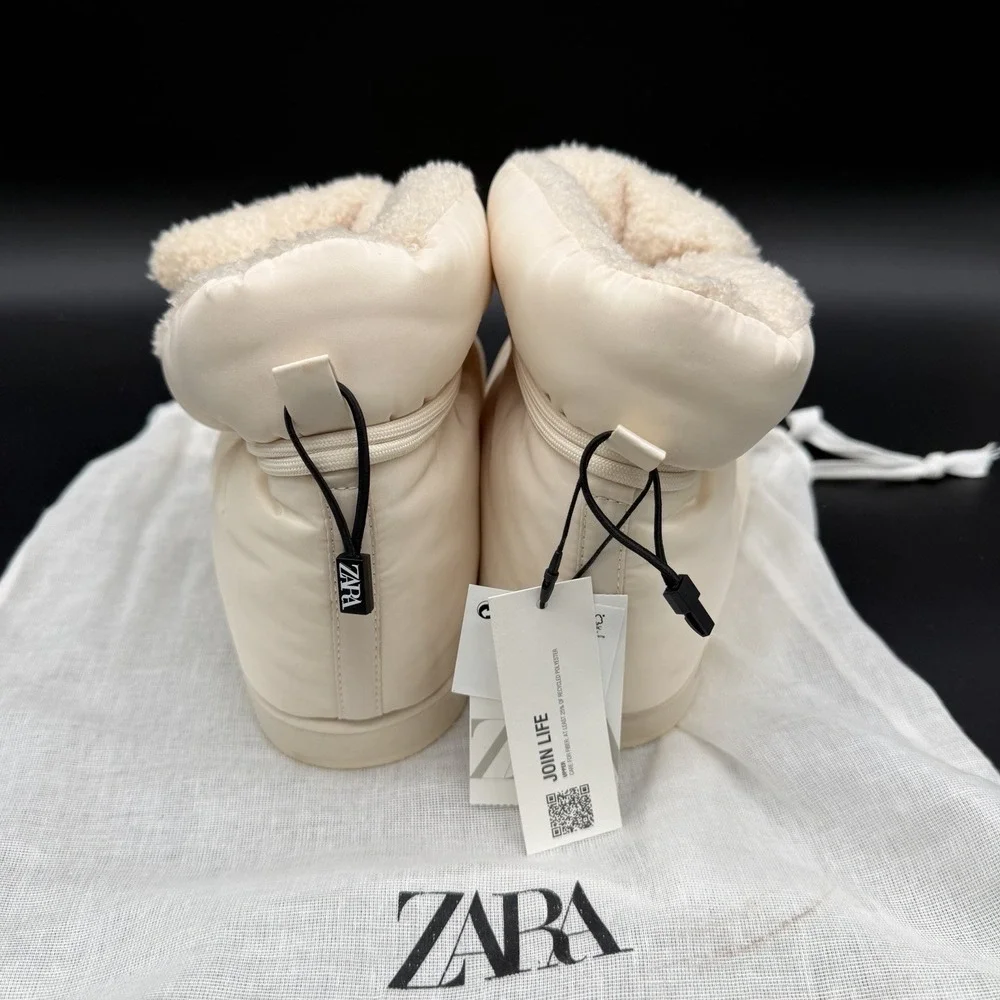 NWT Zara Puffer Ankle Boot Women's EU 40 White Winter Puffer Style Insulated - Picture 5 of 7